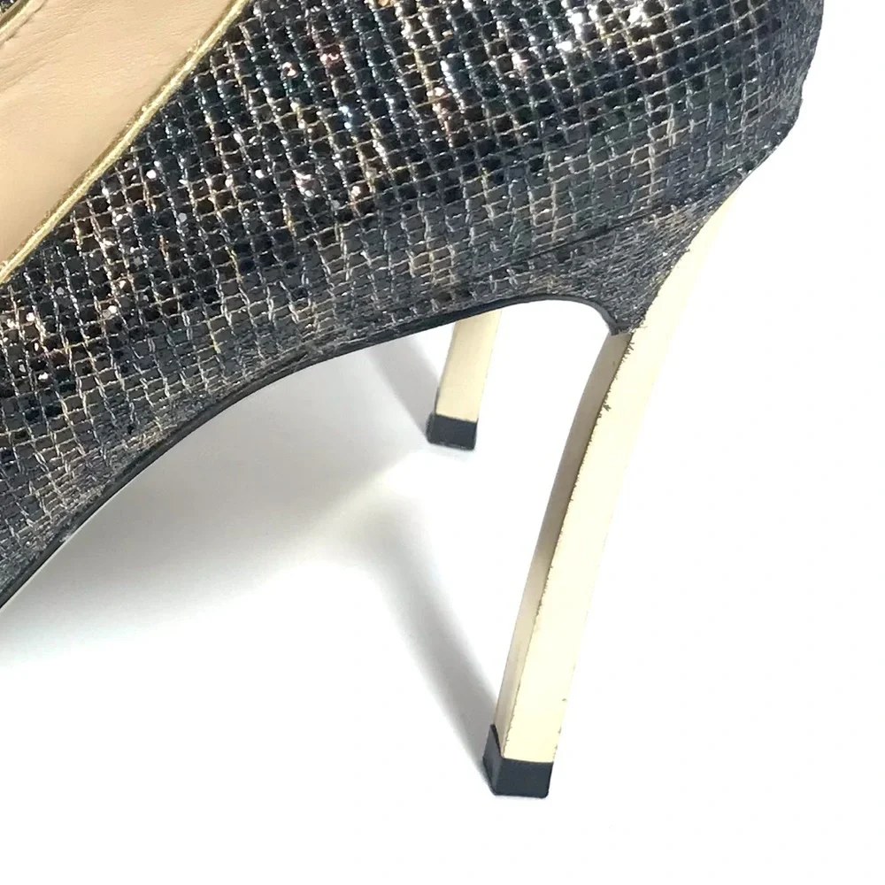 Enzo Angiolini Eainfinti Infinity Black Gold Metallic Cheetah Print Pumps - Picture 12 of 16